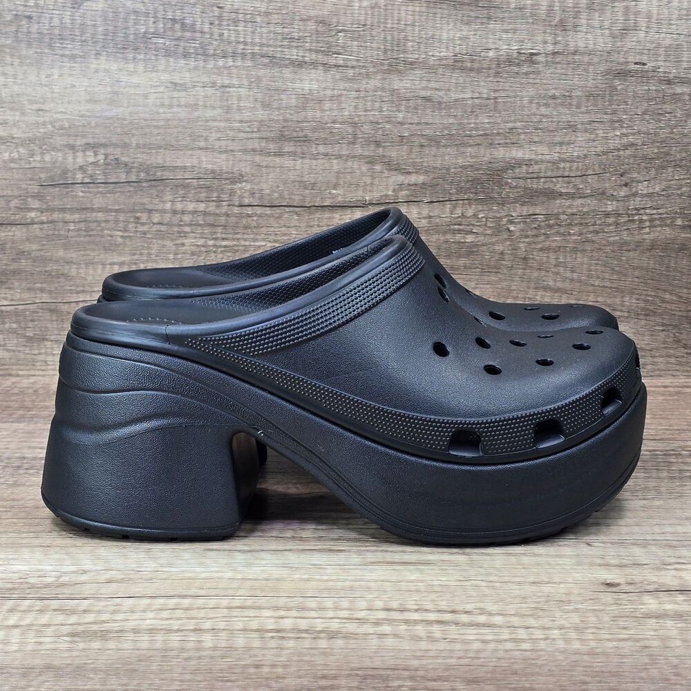 Crocs Siren Clog Men's Size 11 Black Platform Heeled Mules 208547 NEW W/O BOX